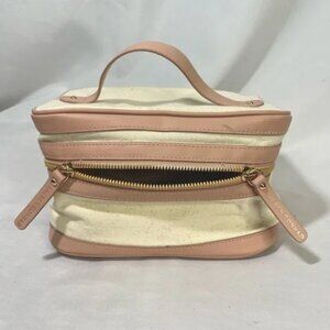 Lauren Conrad -  mini small pink/white canvas faux leather travel cosmetic bag